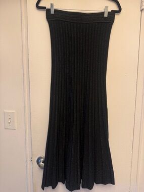 Sandro Black Ribbed Maxi Skirt